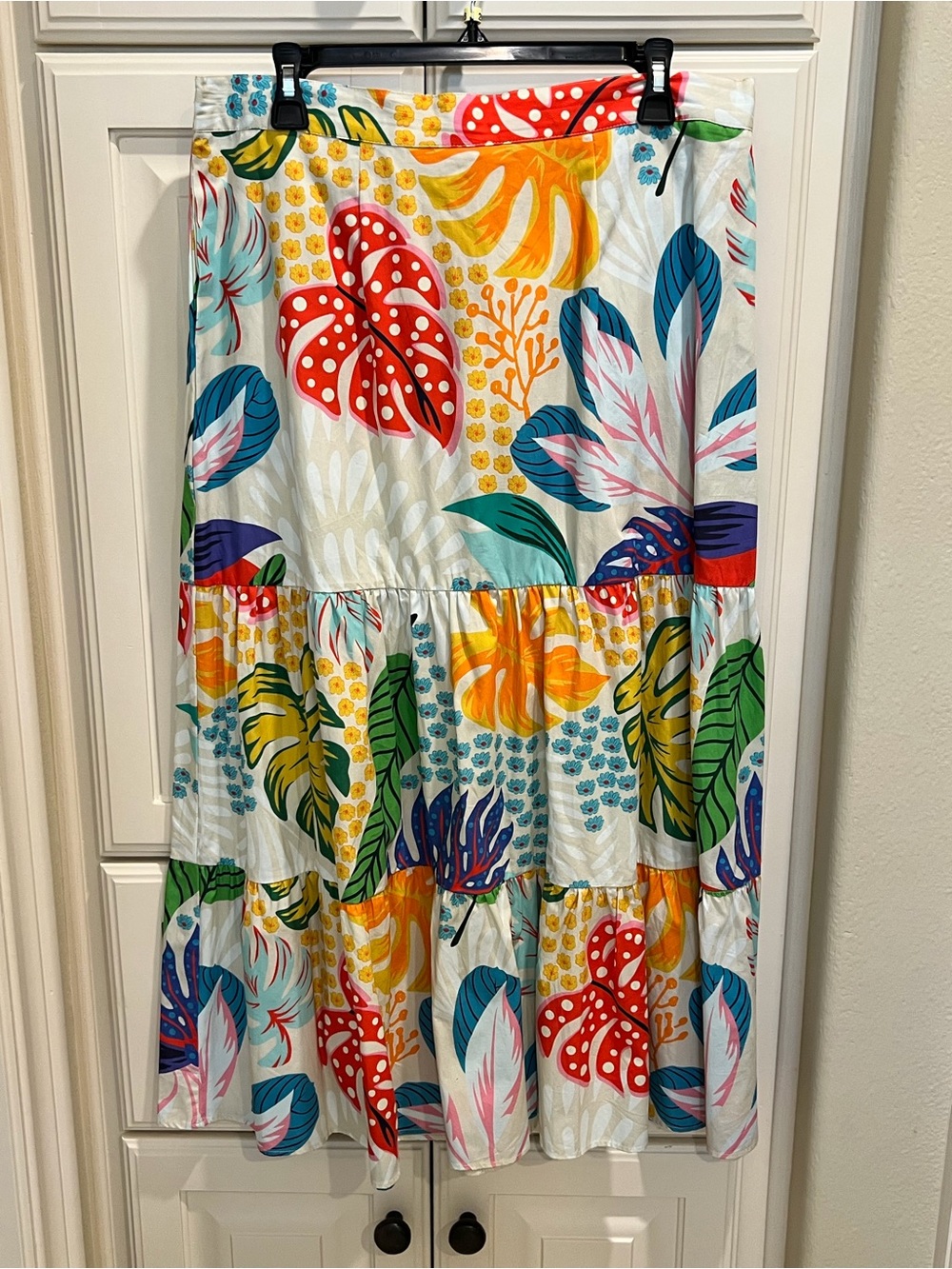 Maude Vivante Bright Floral Print Skirt - Cream, Red, Orange, Blue
